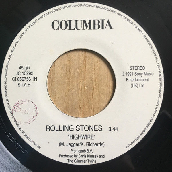 Rolling Stones, Roachford - Highwire / Get Ready - Vinile 45 giri Jukebox (1991) - copertina