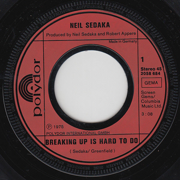 Thumbnail: Neil Sedaka - Breaking Up Is Hard To Do - Vinile 45 giri (1976) - foto 3