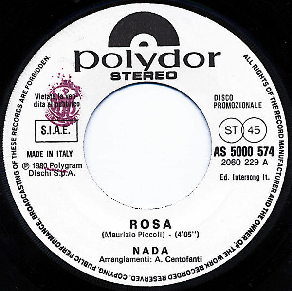 Krisma, Nada - Many Kisses / Rosa - Vinile 45 giri Jukebox (1980) - foto 2