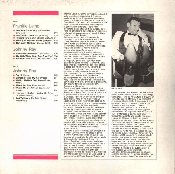 Frankie Laine / Johnny Ray - Frankie Laine / Johnny Ray– LP, Compilation, Stereo - Vinile LP - foto 2