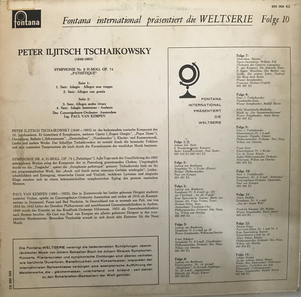 Tchaikovsky, Das Concertgebouw-Orchester, Amsterdam, Paul van Kempen - Symphonie Nr. 6 Pathétique - Vinile LP - foto 2
