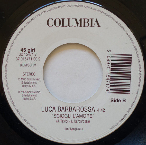 Bruce Springsteen, Luca Barbarossa - Murder Incorporated / Sciogli L'Amore - Vinile 45 giri Jukebox (1995) - foto 2