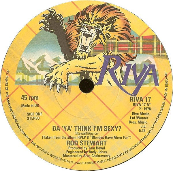 Rod Stewart - Da 'Ya' Think I'm Sexy? - Vinile 45 giri Jukebox (1978) - copertina