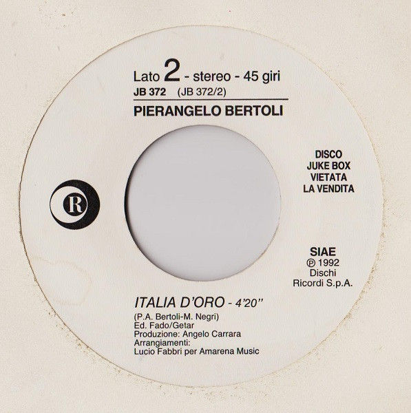 Peppino Di Capri, Pietra Montecorvino, Pierangelo Bertoli - Favola-Blues / Italia... - Vinile 45 giri Jukebox (1992) - foto 2