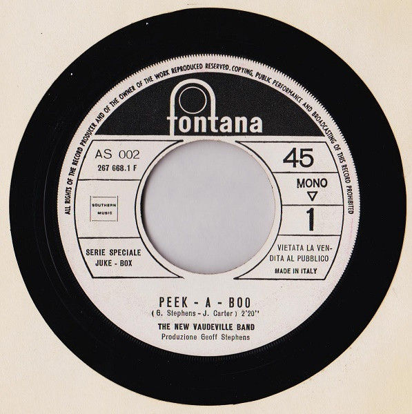 The New Vaudeville Band, Orietta Berti - Peek - A - Boo / Ritornerà Da Me - Vinile 45 giri Jukebox (1967) - copertina