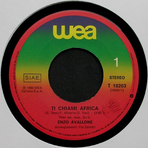 Miniature : Ti Chiami Africa [Enzo Avallone] - Vinyl 7", 45 RPM, Single, Stereo