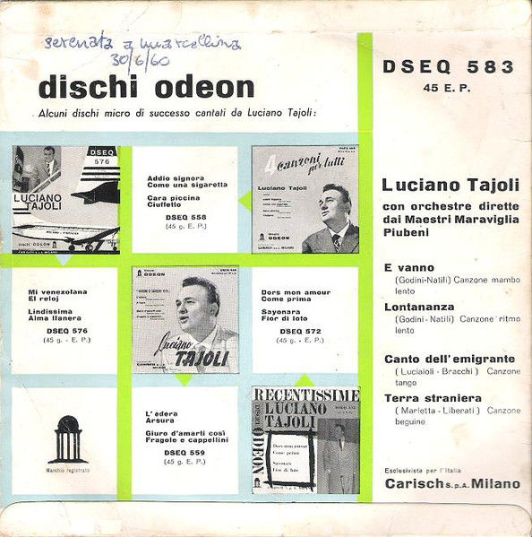Luciano Tajoli - Terra Straniera - Vinile 45 giri (1958) - foto 2