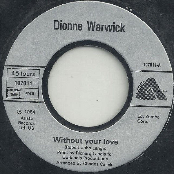 Miniature : Without Your Love [Dionne Warwick] - Vinyl 7", 45 RPM, Single