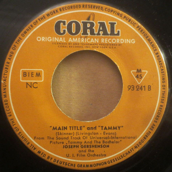 Debbie Reynolds, Joseph Gershenson - Tammy / "Main Title" And "Tammy" - Vinile 45 giri (1957) - foto 2