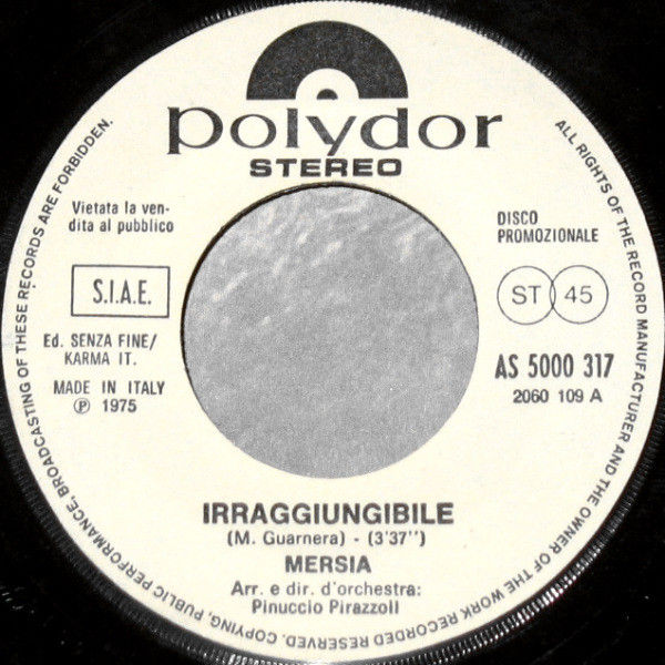 Jair Rodrigues, Mersia - Maravilhoso É Sambar / Irraggiungibile - Vinile 45 giri Jukebox (1975) - foto 2