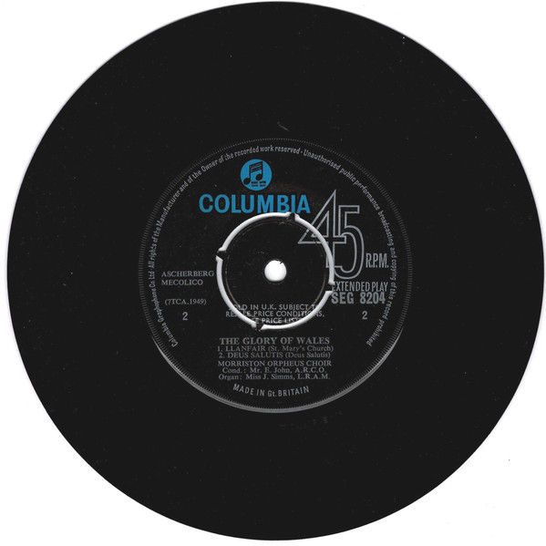 Thumbnail: The Glory Of Wales [The Morriston Orpheus Choir] - Vinyl 7", EP, Mono
