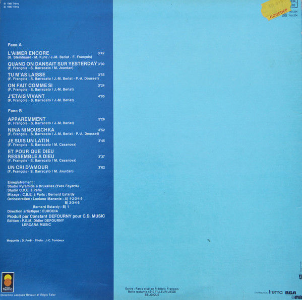 Frédéric François - L'aimer Encore - Vinile LP (1986) - foto 2