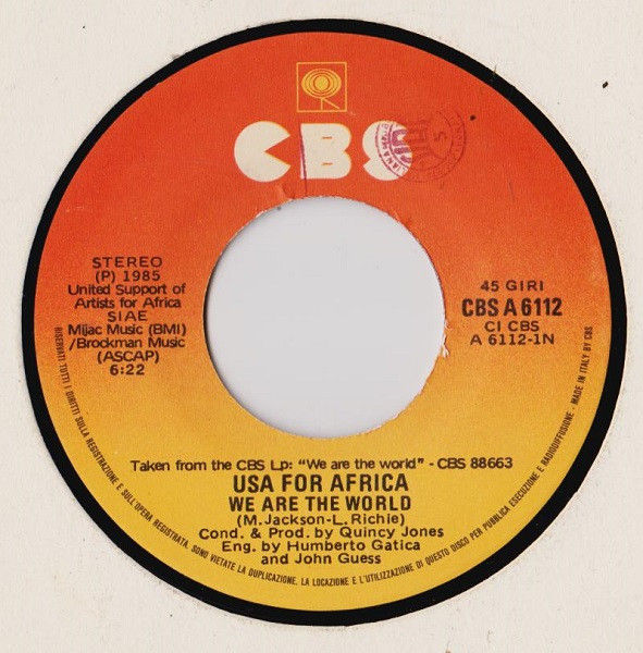 Miniatura: We Are The World [USA For Africa] - Vinyl 7", 45 RPM, Stereo