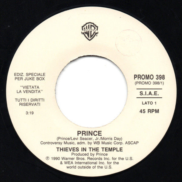 Thieves In The Temple/Balliamo Sul Mondo[Prince, Ligabue]Vinyl 7", 45 RPM, Promo