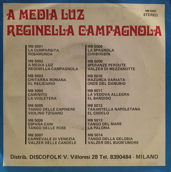C.A. Paterlini E La Sua Orchestra, Vanes - A Media Luz / Reginella Campagnola - Vinile 45 giri - foto 2