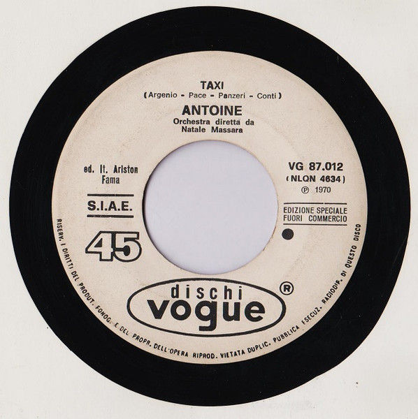 Antoine, I Dik Dik - Taxi / Io Mi Fermo Qui - Vinile 45 giri (1970) - copertina