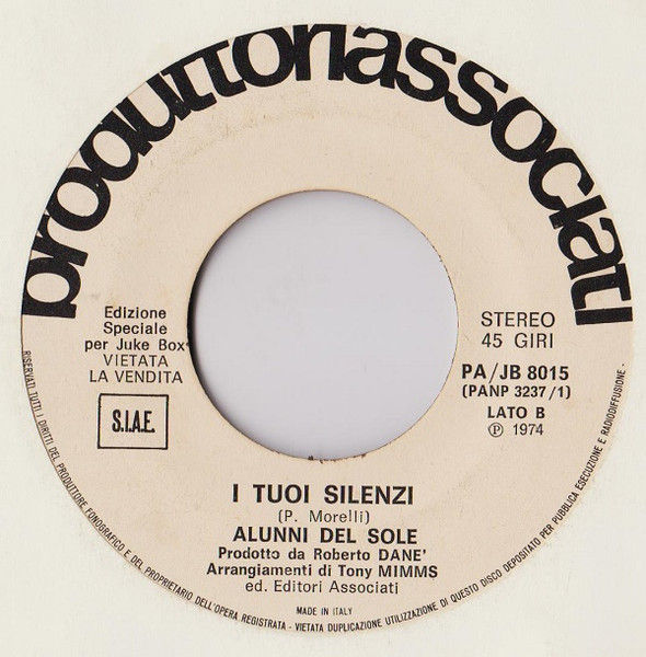 Fabrizio De Andre', Alunni Del Sole - La Cattiva Strada / I Tuoi Silenzi - Vinile 45 giri Jukebox (1974) - foto 2
