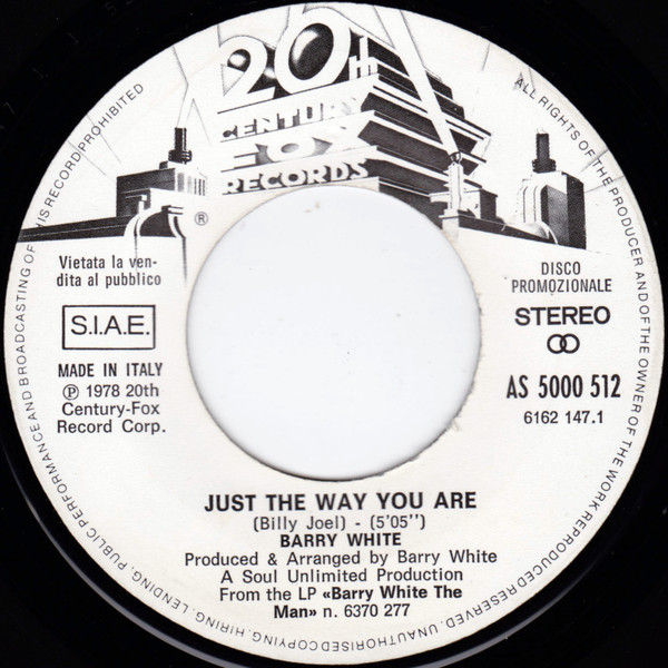 Barry White, Leo Davide - Just The Way You Are / Vai Alla Deriva - Vinile 45 giri Jukebox (1978) - copertina