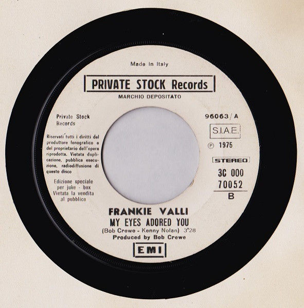 Alan Sorrenti, Frankie Valli - Le Tue Radici (Parte I) / My Eyes Adored You - Vinile 45 giri Jukebox (1975) - foto 2