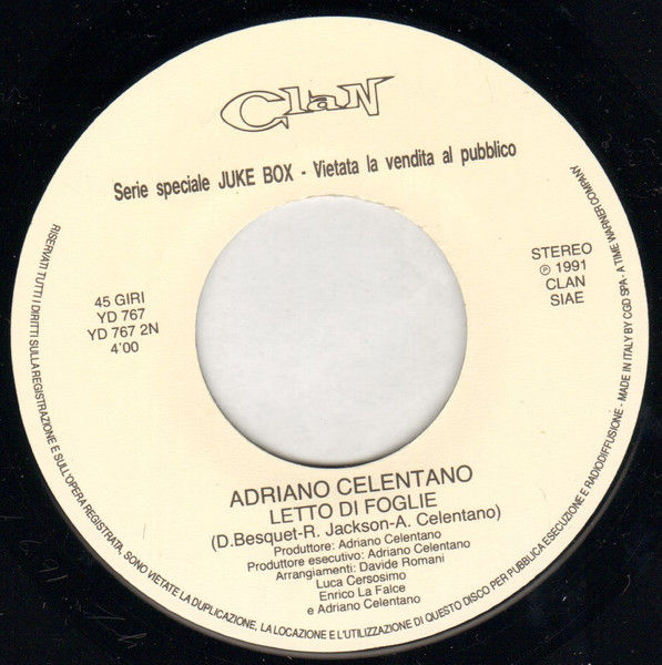Adriano Celentano - La Terza Guerra Mondiale / Letto Di Foglie - Vinile 45 giri Jukebox (1991) - foto 2