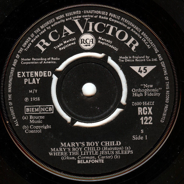 Miniatura: Mary's Boy Child [Harry Belafonte] - Vinyl 7", EP, 45 RPM