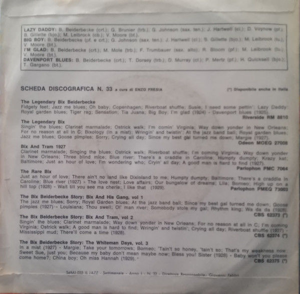 Bix Beiderbecke - Bix Beiderbecke - Vinile 45 giri (1969) - foto 2