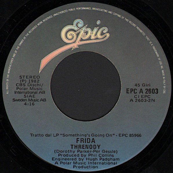 Miniature : Know There's Something Going On   Threnody [Frida] - Vinyl 7", 45 RPM, Stereo