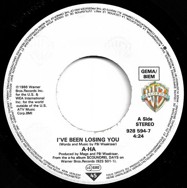 I've Been Losing You   [a-ha] - Vinyl 7", 45 RPM, Single, Stereo
