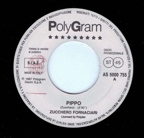 Zucchero Fornaciari, Level 42 - Pippo / It's Over - Vinile 45 giri Jukebox (1987) - copertina