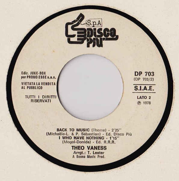 Madleen Kane, Theo Vaness - Rough Diamond / Back To Music (Theme) / I Who Have No... - Vinile 45 giri Jukebox (1978) - foto 2