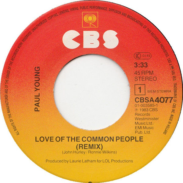 Miniature : Love Of The Common People  [Paul Young] - Vinyl 7", 45 RPM, Single, Stereo