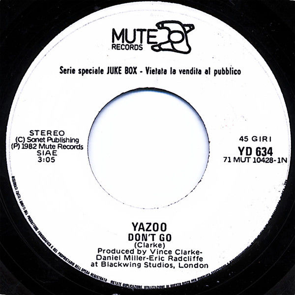 Yazoo, Raffaella Carrà - Don't Go / Ballo Ballo - Vinile 45 giri Jukebox (1982) - copertina