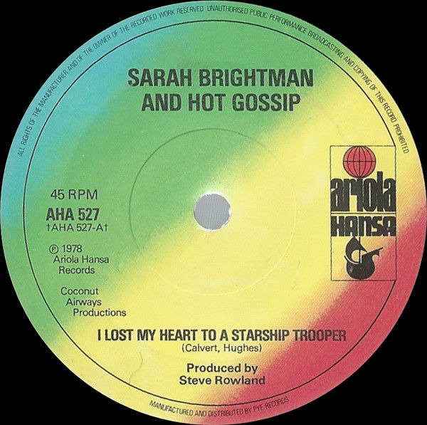 Sarah Brightman, Hot Gossip - I Lost My Heart To A Starship Trooper - Vinile 45 giri (1978) - copertina