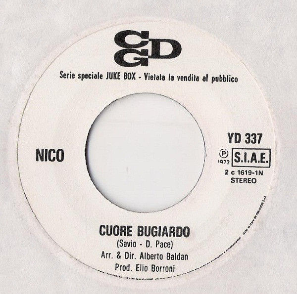 I Camaleonti, Nico - Perchè Ti Amo / Cuore Bugiardo - Vinile 45 giri Jukebox (1973) - foto 2