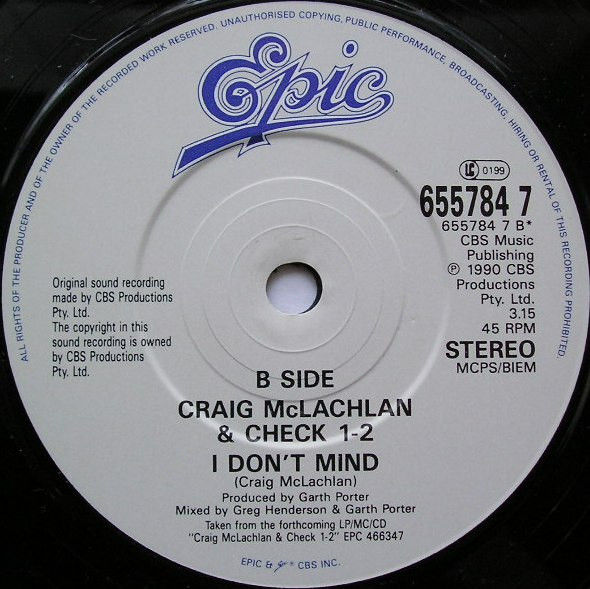Miniatura: Mona [Craig McLachlan & Check 1-2] - Vinyl 7", 45 RPM, Single, Stereo