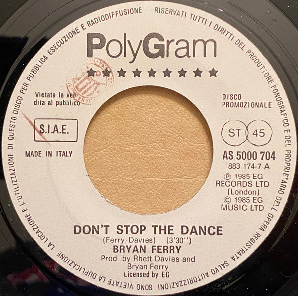 Dire Straits, Bryan Ferry - Money For Nothing / Don't Stop The Dance - Vinile 45 giri Jukebox (1985) - foto 2