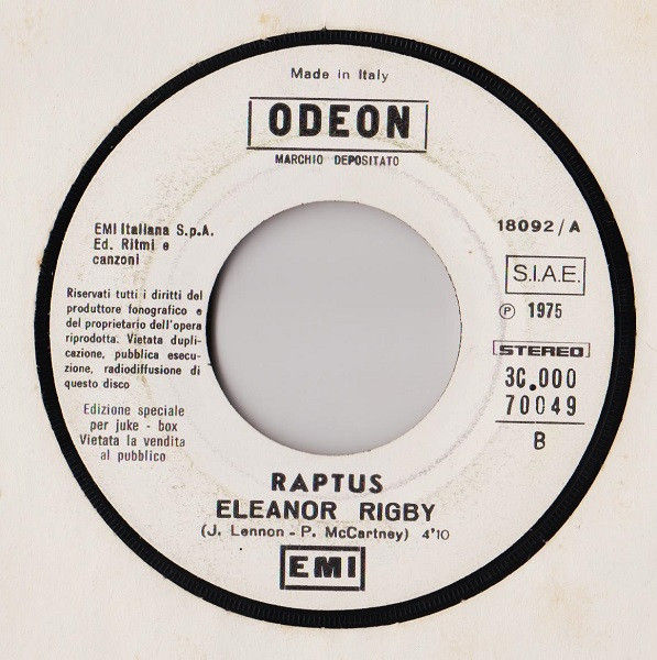 Bay City Rollers, Raptus - Bye Bye Baby / Eleanor Rigby - Vinile 45 giri Jukebox (1975) - foto 2
