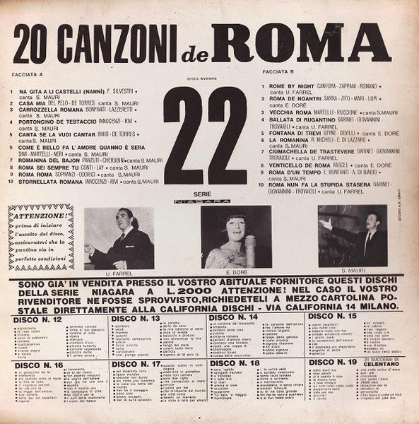 Various - 20 Canzoni De Roma - Vinile LP - foto 2
