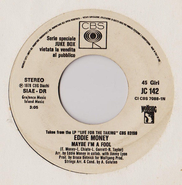 Eddie Money, Melba Moore - Maybe I'm A Fool / Pick Me Up, I'll Dance - Vinile 45 giri Jukebox (1978) - copertina