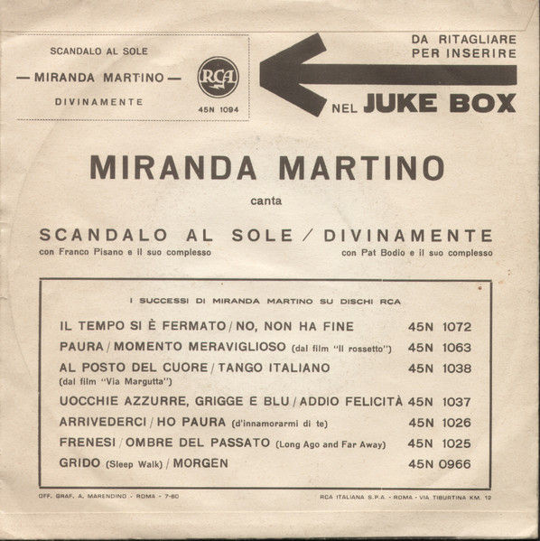 Miranda Martino - Scandalo Al Sole - Vinile 45 giri (1960) - foto 2