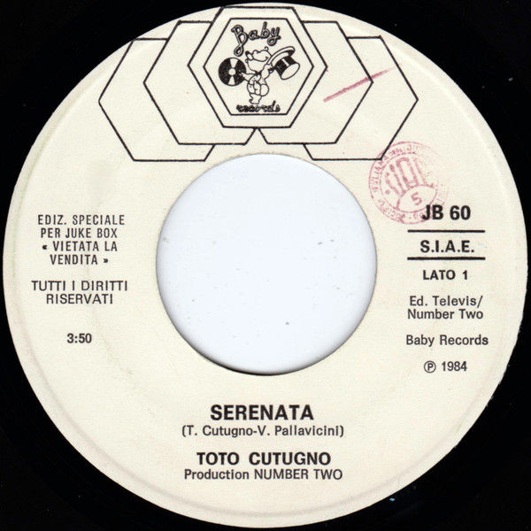 Toto Cutugno, Collage - Serenata / Quanto Ti Amo - Vinile 45 giri Jukebox (1984) - copertina