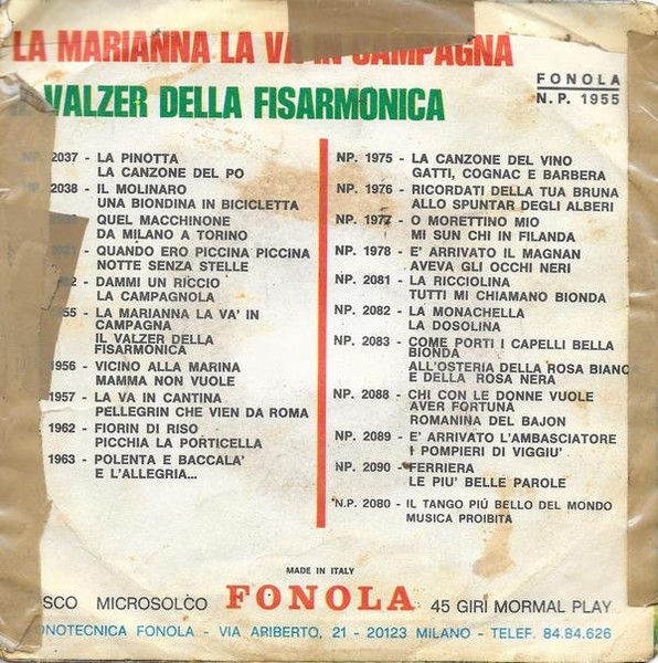 Arnolfo Valli - La Marianna La Va' In Campagna / Il Valzer Della Fisarmonica - Vinile 45 giri (1969) - foto 2
