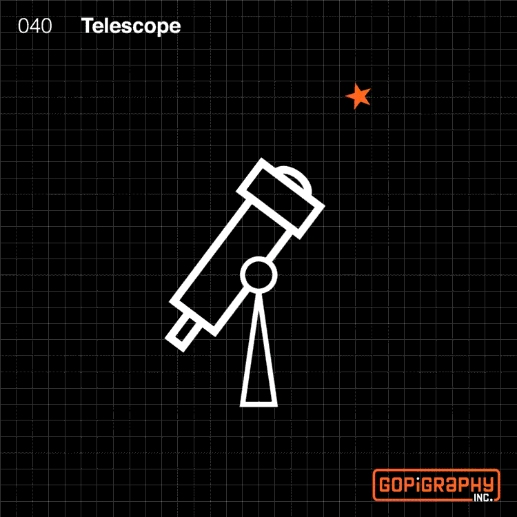 telescope star icon graphic design micro animation