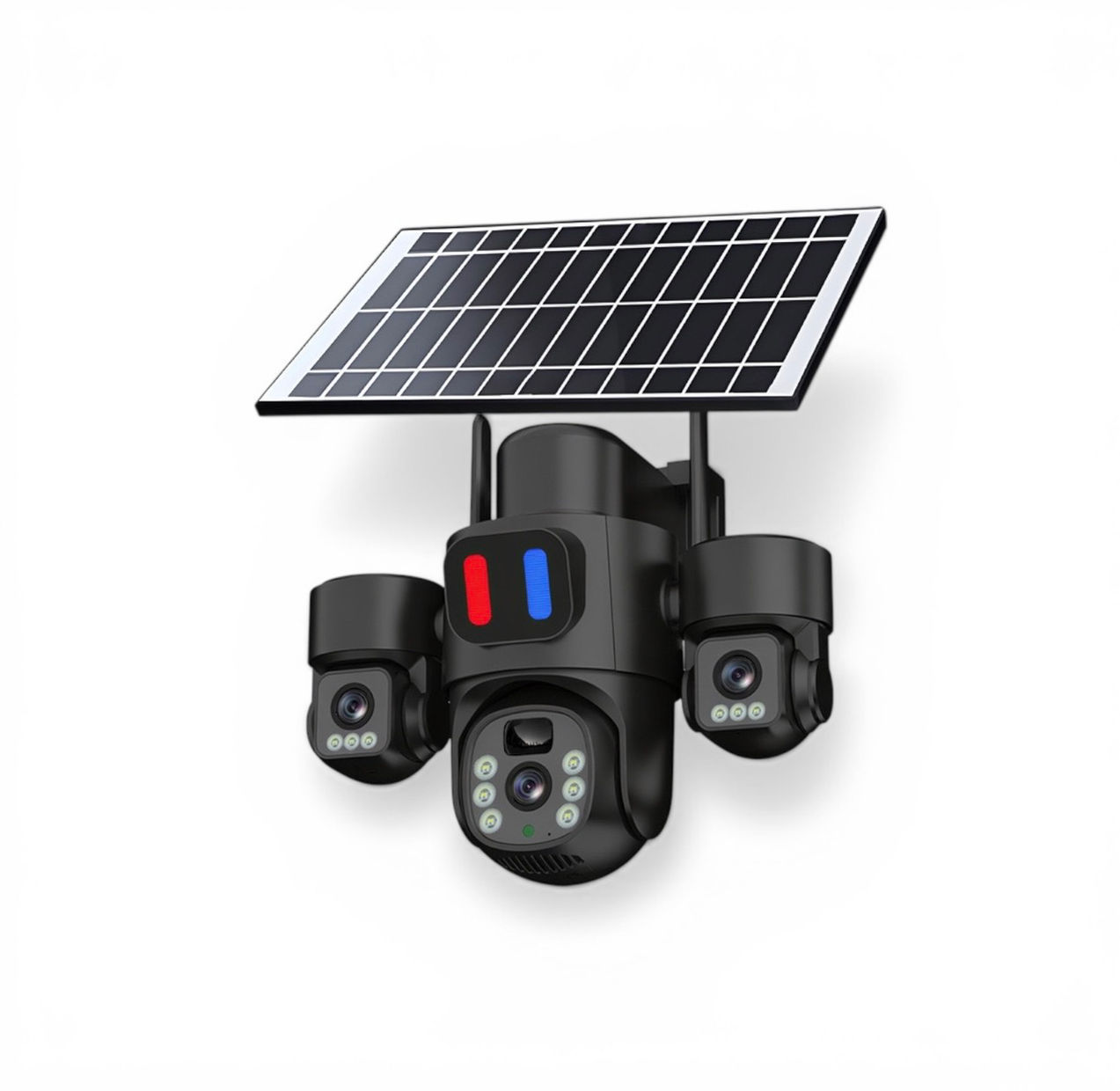 Cámara solar Triple Wifi con sirena y luces