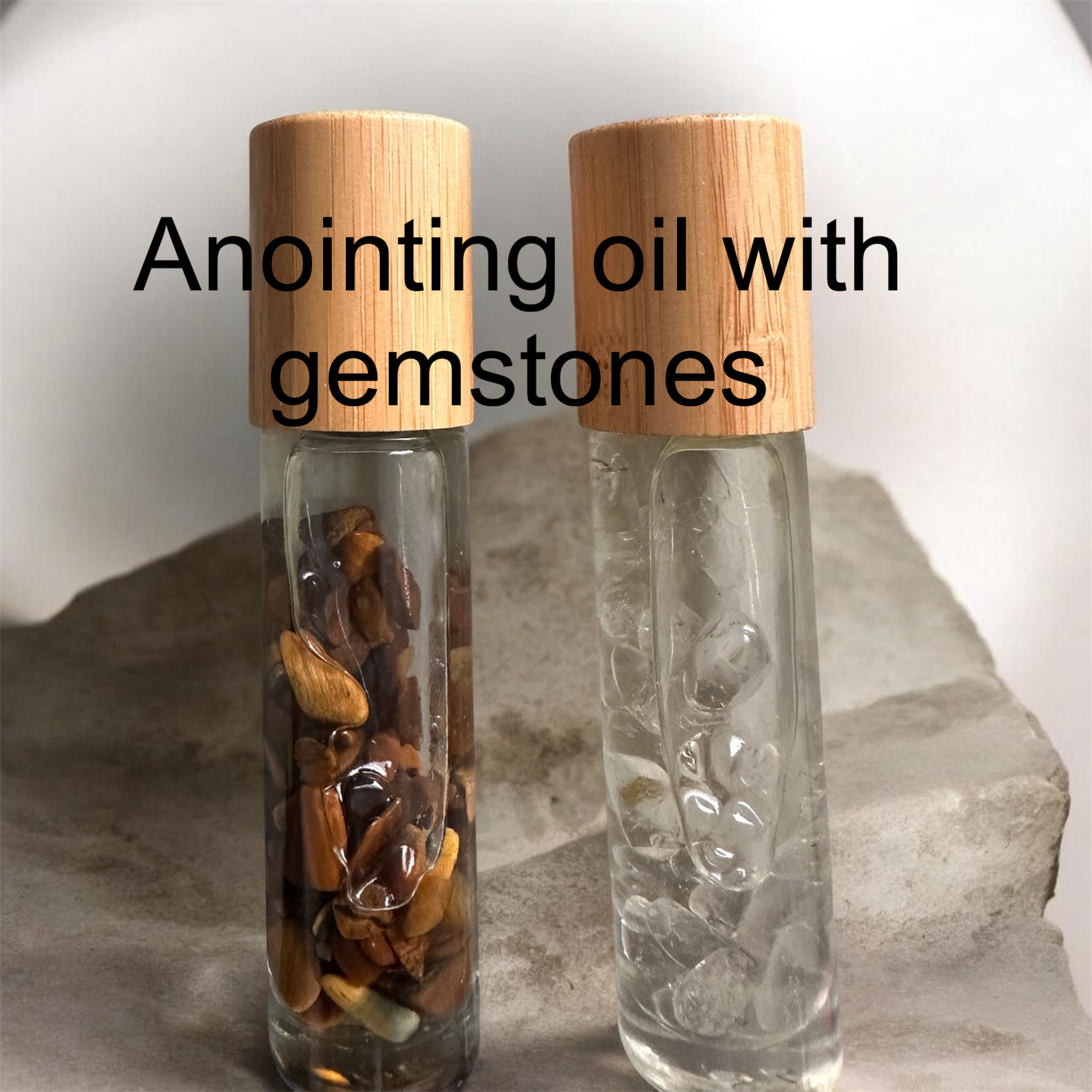Anointing oils with Tigereye gemstone