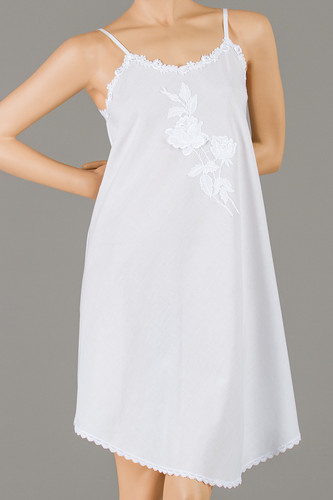 LP1405- Short Strap Gown Woven Cotton Batiste verenadesigns