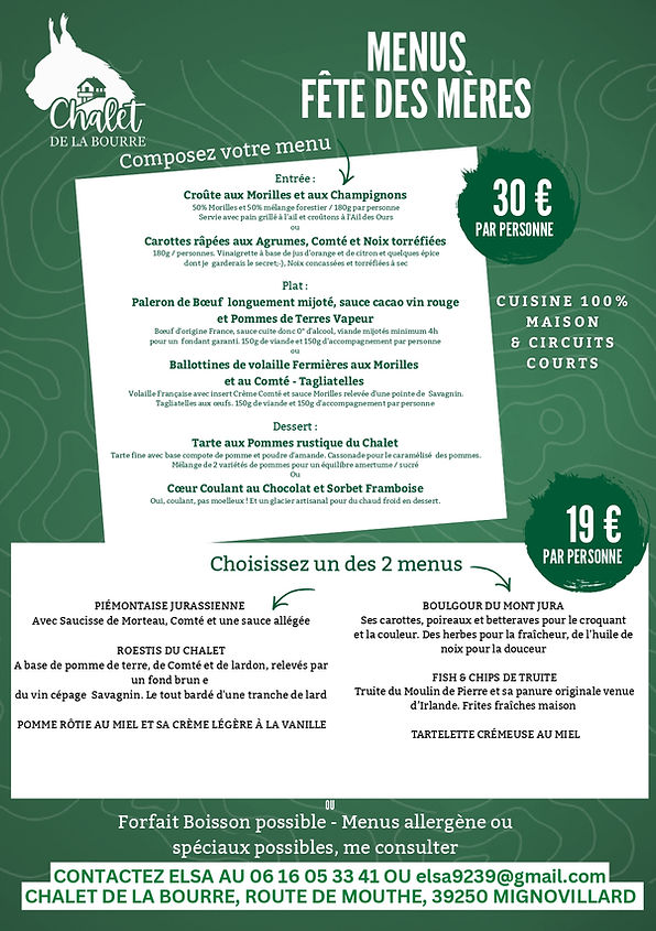 Menus fête des mères