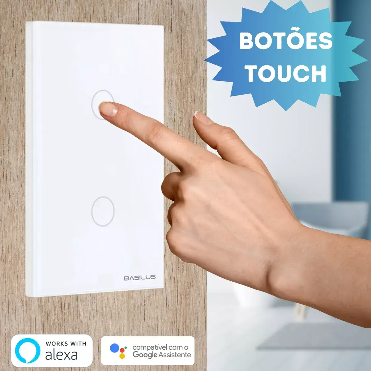 Interruptor Basilus 2 canais Smart Wifi Com Alexa