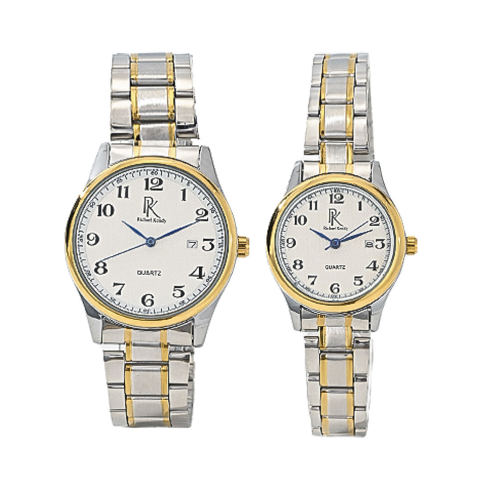 Two watches with silver and gold bands and the text Richaelkendy 8901L