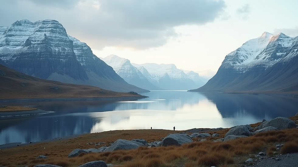 Wide angle view of Tromsø's stunning mountain landscape